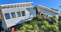 Los Angeles home survived the fire, only to be split in two by a landslide