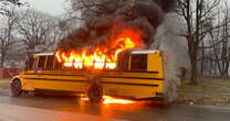 Cleveland school bus filled with students bursts into flames during morning route