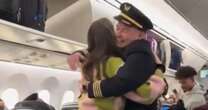 United pilot embraces his bone marrow donor after learning she was a passenger on his flight  