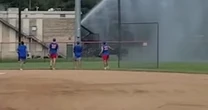 Maryland baseball field flooded after foul ball strikes truck