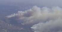 Aerial view highlights raging winds fueling California wildfires