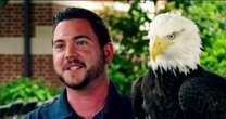 American bald eagle and his handler celebrate the resurgence of the species