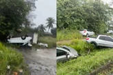 Carro capota na BR-324, e outros veículos saem da pista