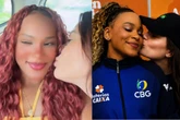 Rebeca Andrade ganha beijo de namorada em clima de romance; veja vídeo