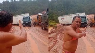 De biquíni, humorista denuncia colapso em desvio da BR-101: 'Caminhoneiro quase morreu'