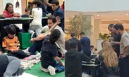 Everton Ribeiro leva filhos para trocar figurinha em shopping