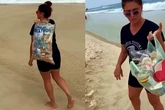 Revoltada com quantidade de lixo, Giovanna Antonelli interrompe treino para limpar praia no Rio: 'Custa trazer um saco?'