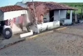 Pneu se solta de carreta, atinge casa e por pouco não causa tragédia no interior da Bahia; vídeo