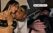 Após negar paternidade, Gato Preto vai à maternidade e posta foto com Bia Miranda: 'Meu amor e ódio'