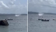 Vídeo: nova tromba d'água é registrada no Porto da Barra