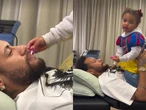 Se recuperando de lesão, Neymar aparece de batom durante brincadeira com a filha