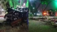 Motorista de carro de luxo perde controle e destrói praça de cidade baiana