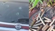 Carro metralhado: cápsulas e tiros apontam confronto entre facções na madrugada