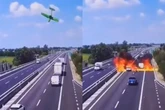 Avião cai e explode no meio da estrada; duas pessoas morreram