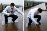 Repórter da Record tropeça na beira da ponte onde jovem morreu após salto sem corda e quase cai; veja vídeo