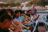Mais de 50 músicos participam de performance coletiva em encontro de filarmônicas