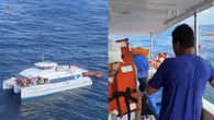 Veja as imagens do acidente entre catamarã e barco na Baía de Todos-os-Santos