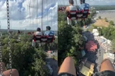 Brinquedo para a 80 metros de altura e deixa visitantes presos em parque; vídeo mostra desespero