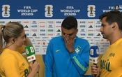 Jogador da Seleção Brasileira chora ao vivo com pergunta de Fernanda Gentil após eliminação