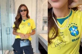 O que Neymar escreveu na camisa que Bruna Biancardi usou para ver a Copa do Mundo