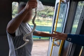 Passageiros levam susto após cobra branca aparecer dentro de ônibus durante viagem