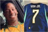 'Somos família': Veja a mensagem que Vini Jr. escreveu para Travis Scott em camisa da Seleção