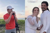 VIDEO: Matheus, da dupla com Kauan, sai para correr e surpreende noivos que se casavam na praia