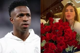 Virginia surge com buquê gigante de flores após rumores de romance com Vini Jr.