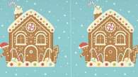 Weihnachtliches Suchbild Augentest: Finden Sie die kleinen Unterschiede zwischen den Lebkuchenhäusern?
