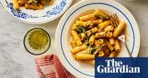 Georgina Hayden’s recipe for mushroom, spinach and sun-dried tomato rigatoni