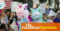 Silly inflatable costumes are taking over anti-Trump protests. What are they actually saying?