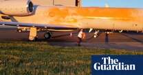 Planes spray-painted at UK airfield where Just Stop Oil says Taylor Swift jet landed – video