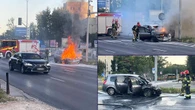 Pożar samochodu w centrum Warszawy. W aucie kobieta z dzieckiem
