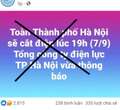 Thông tin cắt điện toàn Hà Nội vào tối nay vì bão Yagi là tin giả