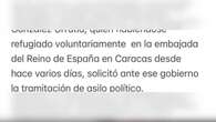 Gobierno de Venezuela informa que González Urrutia salió del país para asilarse en España