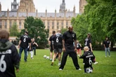 Dads only allowed to play football for 10 minutes to show problem