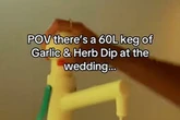 Couple celebrates wedding with a massive keg of Garlic & Herb dip on the dancefloor