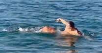 Model goes for swim in the sea - and is startled when creature 'attacks' him