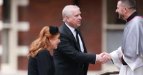 Prince Andrew makes shock appearance at Duchess of Kent's funeral as crowds gasp
