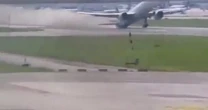 Dramatic moment Boeing 777 tail hits tarmac during take-off forcing EasyJet pilot to abort flight