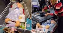 Rachel Riley hilariously juggles Christmas shopping with sleeping daughter in supermarket trolley