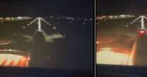 Horror footage shows moment commercial plane's engine explodes and catches fire