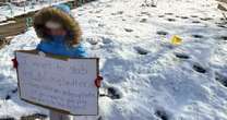 Cruel dad forces daughter, 6, to stand outside in snow holding humiliating sign for hours