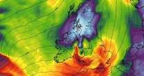 Horror weather maps turn scary scarlet as mega 74mph storm stops spring in its path