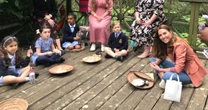 Beaming Kate Middleton chats with kids a day after husband William's birthday