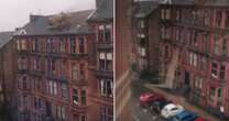 Storm Eowyn horror as Glasgow chimney falls from crumbling building straight onto pavement