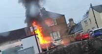 School run horror as family desperately evacuate car before it erupts into huge fireball