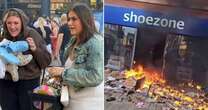 Moment giggling looters helped themselves to stolen Crocs and bath bombs amid riot