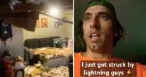 Horror moment lightning bolt explodes tree and then crashes directly into home