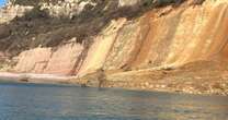 Jurassic coast at Axe River in cliff fall as Devon coastguards issue warning